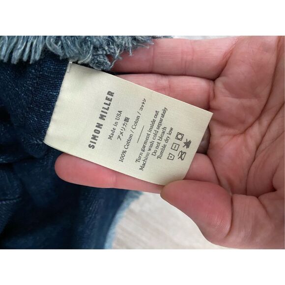 Simon Miller Denim Raw-Edged Short Sleeve Jean Jacket, Sz Medium - Picture 5 of 7